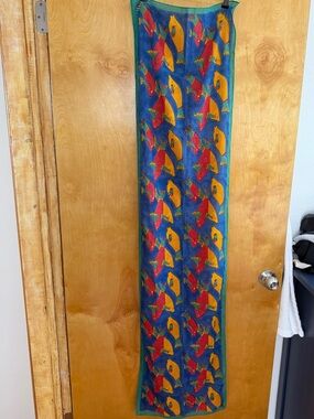 Hand Block Printed Bright Fish Scarf